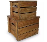 Jeu De Caisse De Rangement 2 Pcs Bois De Récupération Massif Marron