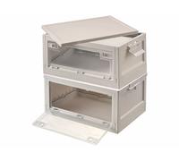 Xcase Caisses : lot de 2 boîtes de rangement pliables avec couvercle, 45 litres chacune, blanches (boîte pliante, caisses de rangement avec couvercle, étagère à chaussures)