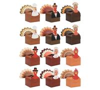 Boîtes d'emballage cadeau de Thanksgiving Turquie avec assemblage facile pour les fêtes festives et la décoration de la maison Ensemble de vaisselle en papier Thanksgiving