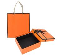 Boîtes d'emballage, Boîtes-Cadeaux avec Couvercle pour la Fête, Boîte d'emballage Orange avec Sac de Ruban de Couverture pour l'anniversaire de Noël