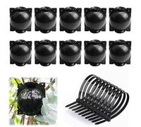 Boîtes D'enracinement Plantes,10 Pièces Boule de Marcottage,Plante Balle de Propagation avce Attache Cable,Boule de Propagation à Haute Pression,pour Plantes Greffage Formation de Racines (S,Black)