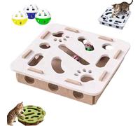 Boîtes d'enrichissement de Puzzle à gratter pour Chat avec 3 Boules de Cloche, boîte de Lime à Ongles Interactive, Jouet Labyrinthe en Feutre Doux, Soin des Griffes et Plaisir de Jeu per Camel Square