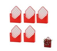 Boîtes d'enveloppe de Saint-Valentin, boîtes d'enveloppe de bouquet de fleuriste, papier d'emballage de fleurs, boîte à fleurs décorative avec des lettres d'amour(Red-5PCS)