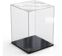 Boîtes d'exposition en acrylique transparent, Vitrine en acrylique empilable et amovible for objets de collection, boîte de rangement de comptoir, noir et blanc(Black)