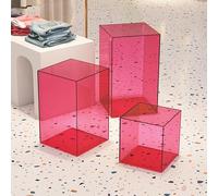 Boîtes en Acrylique pour Exposition Fonds Creux Supports en Acrylique Durables Légers sans Joint Tailles Multiples Styles de Couleurs Éblouissants et Accrocheurs(Light Red,20X20X80CM8X8X32IN)