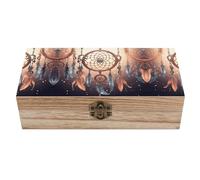 Boîtes en bois pour travaux manuels, attrape-rêves amérindiens, boîtes en bois naturel, réutilisables, grande boîte de rangement avec couvercle à charnière et fermoir à l'avant pour le rangement de la