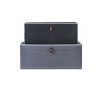 Boîtes en fer bleu, lot de 2, utilitaires, rectangulaires - House Doctor, Metal - 36x60x24 cm