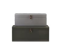 Boîtes en métal gris et vert, lot de 2, utilitaires - House Doctor, Metal - 36x60x24 cm