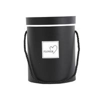 Boîtes en papier à fleurs rondes Boîte de chapeau cadeau de fleur Sac en papier d'emballage avec couvercle Candy Party Wedding Supply pour cadeaux Boîtes rondes noires