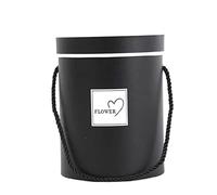 Boîtes en papier fleurie rondes Boîte de chapeau cadeau Sac en papier d'emballage de fleurs avec couvercle Candy Party Wedding Supply pour cadeaux noirs.