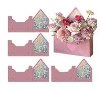 Boîtes Enveloppe pour Bouquets de Fleuriste - 5 Emballages Pliants pour Fleurs en Forme de Sac à Main - Boîtes Enveloppes pour Saint-Valentin | pour Anniversaire, Mariage, Fiançailles, Saint-Valentin,