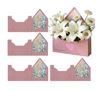 Boîtes Enveloppes Florales,Lot de 5 Boîtes Pliables en Forme de Sac à Main - Enveloppes pour Saint-Valentin - pour Anniversaire Saint-Valentin Mariage Fiançailles