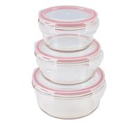 Boîtes fraîcheur en verre avec couvercle, lot de 3 rondes Boîte à provisions Boîte de congélation Lunchbox