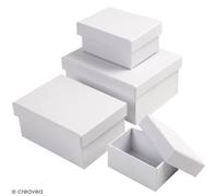 Assortiment de Boîtes gigognes rectangulaires à couvercle - Blanc - 5 x 7,5 à 11 x 14 cm - 4 pcs Blanc G
