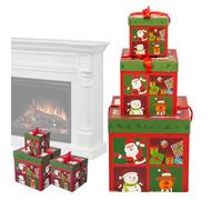 Boîtes gigognes de Noël - Boîte gigognes de Noël | Boîte décorative de Noël imbriquée | Boîtes gigognes de Noël avec couvercles | Boîtes en carton décoratives | 3 tailles assorties