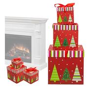 Boîtes Gigognes de Noël,Set de 3 Boîtes Cadeaux Santas Renne Sapin de Noël | Emballage Emboîtable avec Couvercles pour Anniversaire Fêtes Nouvel An | Décoration Festive