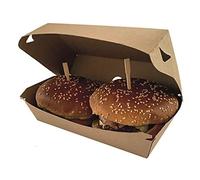 Boîtes hamburger en carton coloris kraft brun 24 * 14 * 7cm lot de 300