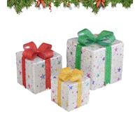 Boîtes Lumineuses de Noël - Boîtes De Noël Illuminées À LED,3 Pièces à Piles pour Display Saisonnier Hivernal Balcon Véranda Salon Chambre