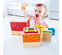 Hape - Boite Musical Gigognes - Jeu de Cubes Sonores à Empiler - Jouet en Bois Musical pour Bébé dès 18 Mois - Cadeau Naissance 1er Age - Enfant Fille et Garçon - Jouets d'Éveil et de Motricité