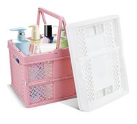 Boîtes Pliantes en Plastique 23x17x15cm Lot de 2 Empilable Cagette Plastique Pliable Caisse Pliante Rangement avec Poignée pour Cuisine Chambre à Coucher Bureau Pique-Nique Shopping Camping