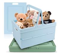 Boîtes Pliantes en Plastique 34x24,4x18,5cm Lot de 2 Empilable Cagette Plastique Pliable Caisse Pliante Rangement avec Poignée pour Cuisine Chambre à Coucher Bureau Pique-Nique Shopping Camping