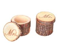 Boîtes pour alliances en bois - Mr + Mrs - 5,5 x 4 cm - Marron - Classique