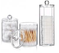 Boîtes Rangement Coton Tige Transparentes - 2+1 pcs Vendos85