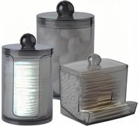 Boîtes Rangement Coton Tige Transparentes en PET - 3 pcs Vendos85
