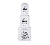 Boîtes Relaxdays pour pommes de terre, oignons et ail, lot de 3, métal blanc, avec couvercles et aérations