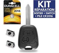 Boitier 2 Boutons Clé Plip Coque de Télécommande compatible CITROEN Xsara Picasso + Switch + Pile CR2016 DURACELL