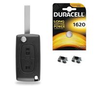 Boitier 2 Boutons pour Télécommande Compatible avec Coque de Clé Plip Citroen Berlingo ✚ Switch ✚ Pile Cr1620 Duracell - Kit iRace Keys® (CE0523 - Pile sur Carte électronique)