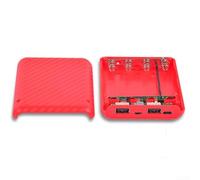 Boîtier à 4 emplacements pour banque d'alimentation avec coque d'entrée de type C et double boîtier de sortie USB pour cellules à tête plate noir, rouge, bleu, vert (rouge 5 V 2,4 A)