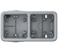 Boîtier à embouts Plexo IP55 - 2 postes horizontaux - Gris