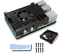 Boîtier Aluminium pour Raspberry Pi 5 avec Silencieux Refroidissement pwm Ventilateur avec Passif Dissipateur Thermique Métal Cas