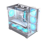 Hiditec Boîtier Sky Semi-tour ATX Triple Verre Trempé RGB Argent 7 Ventilateurs Panneau USB-C