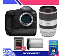 Boitier Canon EOS R1 + RF 70-200mm f/2.8 L IS USM + 3 SanDisk 64GB Extreme PRO CFexpress Type B + Canon LP-E19 + Ebook 'Devenez Un Super Photographe