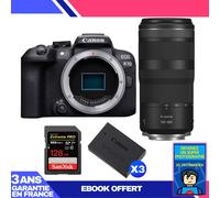 Boitier Canon EOS R10 + RF 100-400mm F5.6-8 IS USM + 1 SanDisk 128GB Extreme PRO UHS-II SDXC 300 MB/s + 3 Canon LP-E17 + Ebook 'Devenez Un Super Photographe