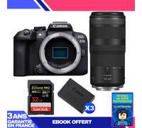 Boitier Canon EOS R10 + RF 100-400mm F5.6-8 IS USM + 1 SanDisk 32GB Extreme PRO UHS-II SDXC 300 MB/s + 3 Canon LP-E17 + Ebook 'Devenez Un Super Photographe