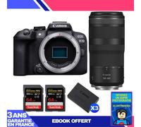 Boitier Canon EOS R10 + RF 100-400mm F5.6-8 IS USM + 2 SanDisk 64GB Extreme PRO UHS-II SDXC 300 MB/s + 3 Canon LP-E17 + Ebook 'Devenez Un Super Photographe
