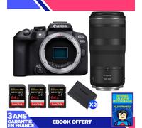 Boitier Canon EOS R10 + RF 100-400mm F5.6-8 IS USM + 3 SanDisk 64GB Extreme PRO UHS-II SDXC 300 MB/s + 2 Canon LP-E17 + Ebook 'Devenez Un Super Photographe
