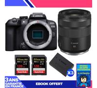 Boitier Canon EOS R10 + RF 85mm F2 Macro IS STM + 2 SanDisk 128GB Extreme PRO UHS-II SDXC 300 MB/s + 3 Canon LP-E17 + Ebook 'Devenez Un Super Photographe