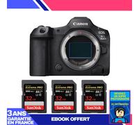 Boitier Canon EOS R5 Mark II + 3 SanDisk 32GB Extreme PRO UHS-II SDXC 300 MB/s + Ebook 'Devenez Un Super Photographe