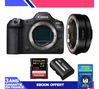 Boitier Canon EOS R5 Mark II + EF-EOS R + 1 SanDisk 128GB Extreme PRO UHS-II SDXC 300 MB/s + 1 Canon LP-E6P + Ebook 'Devenez Un Super Photographe