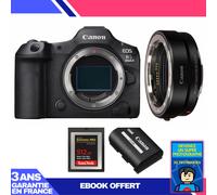 Boitier Canon EOS R5 Mark II + EF-EOS R + 1 SanDisk 512GB Extreme PRO CFexpress Type B + 1 Canon LP-E6P + Ebook 'Devenez Un Super Photographe