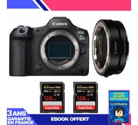 Boitier Canon EOS R5 Mark II + EF-EOS R + 2 SanDisk 128GB Extreme PRO UHS-II SDXC 300 MB/s + Ebook 'Devenez Un Super Photographe