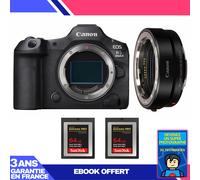 Boitier Canon EOS R5 Mark II + EF-EOS R + 2 SanDisk 64GB Extreme PRO CFexpress Type B + Ebook 'Devenez Un Super Photographe