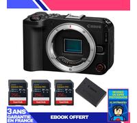 Boitier Canon EOS R50 V + 3 SanDisk 256GB Extreme PRO UHS-II SDXC + Canon LP-E17 + Ebook 'Devenez Un Super Photographe