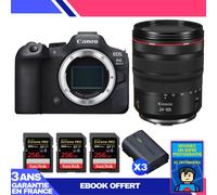Boitier Canon EOS R6 Mark II + RF 24-105mm f/4 L IS USM + 3 SanDisk 256GB Extreme PRO UHS-II SDXC 300 MB/s + 3 Canon LP-E6NH + Ebook 'Devenez Un Super Photographe
