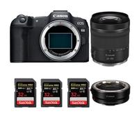 Boîtier Canon EOS R8 + adaptateur de montage EF-EOS R + RF 24-105mm f4-7.1 IS STM + 3 SanDisk 32 Go Extreme Pro SDHC USH-II 4K U3 300 Mo/s