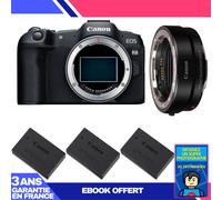 Boitier Canon EOS R8 + EF-EOS R + 3 Canon LP-E17 + Ebook 'Devenez Un Super Photographe
